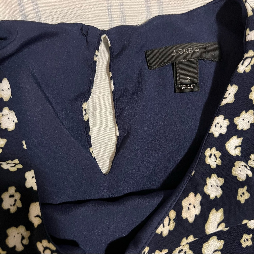 J. Crew Navy and White Floral Dress Women’s Size 2 - Picture 2 of 6